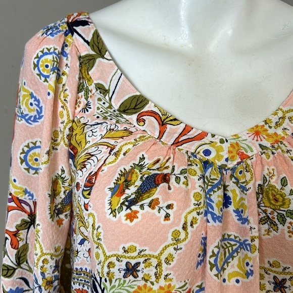 Maeve by Anthropologie Boswell Patchwork Blouse Paisley Pink Sz 0 - Picture 4 of 14